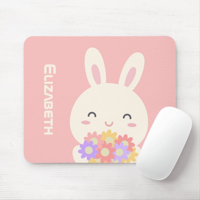 Sweet Little Bunny & Blume Individuelle Name Pink Mousepad (Mit Mouse)