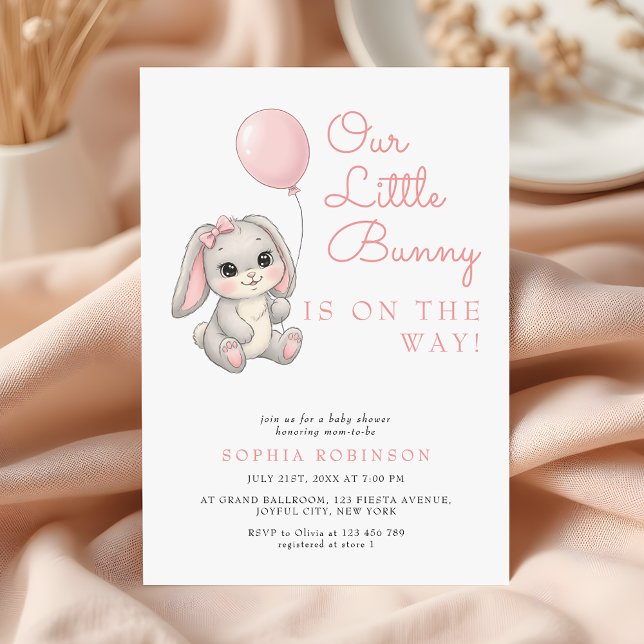 Sweet Little Bunny Blush Pink Girl Baby Dusche Einladung (Von Creator hochgeladen)