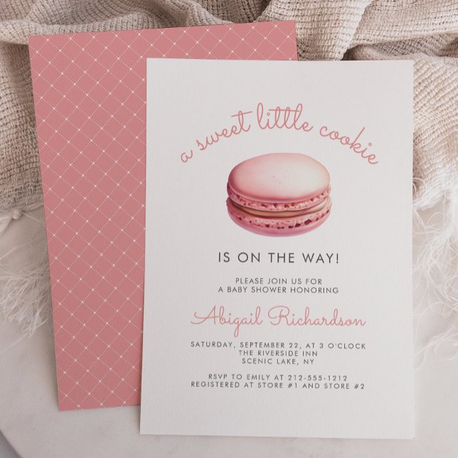 Sweet Little Cookie Macaron Pink Girl Baby Shower Einladung (Von Creator hochgeladen)