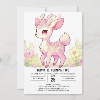 Sweet Little Deer Digital Geburtstag Einladung