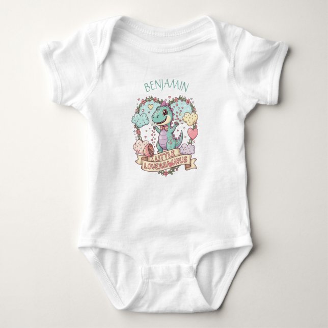 Sweet Little Dino Birthday Personalized Baby Strampler (Vorderseite)