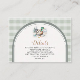 Sweet Little Duckling Gingham Baby Dusche Details Begleitkarte