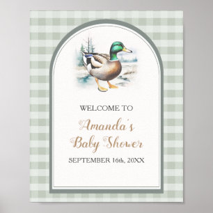 Sweet Little Duckling Gingham Baby Dusche Willkomm Poster