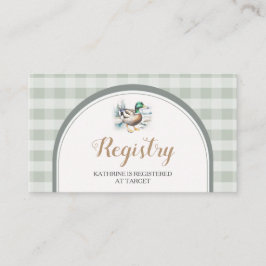 Sweet Little Duckling Gingham Baby Shower Registry Begleitkarte