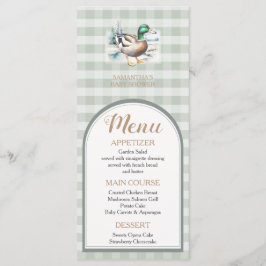 Sweet Little Duckling Mallard Gingham Baby Shower Menükarte