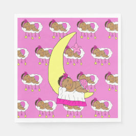 Sweet Little Ethnic Baby Schlafen auf dem Mond Serviette