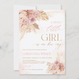 Sweet Little Girl Baby Shower Pampas Party lädt ei Save The Date