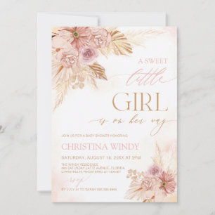 Sweet Little Girl Baby Shower Pampas Party lädt ei Save The Date