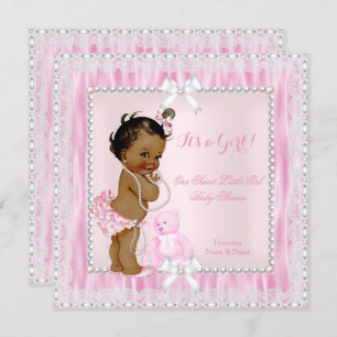 Sweet Little Girl Baby Showpearls Leder Ethnic Einladung