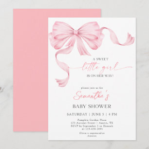 Sweet Little Girl Bow Coquette Border Baby Dusche Einladung