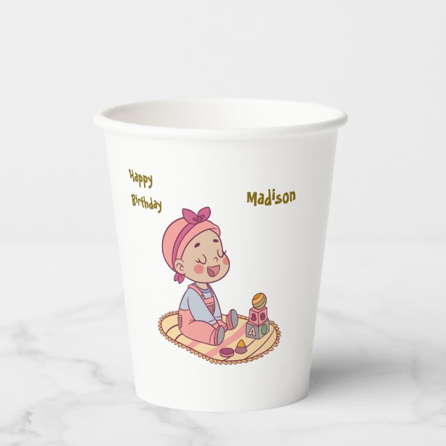 Sweet little girl Happy Birthday Pappbecher (Vorderseite)