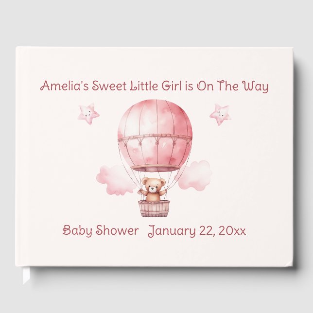Sweet Little Girl on Way Baby Shower Gästebuch (Vorderseite)
