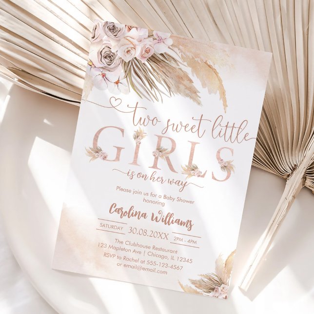 Sweet Little Girl Pampas Baby Shower Invitation Einladung (Von Creator hochgeladen)