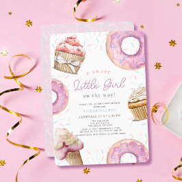 Sweet Little Girl Pink Cupcake & Donut Baby Dusche Einladung