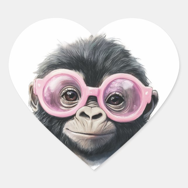 Sweet Little Gorilla Herz-Aufkleber (Vorderseite)