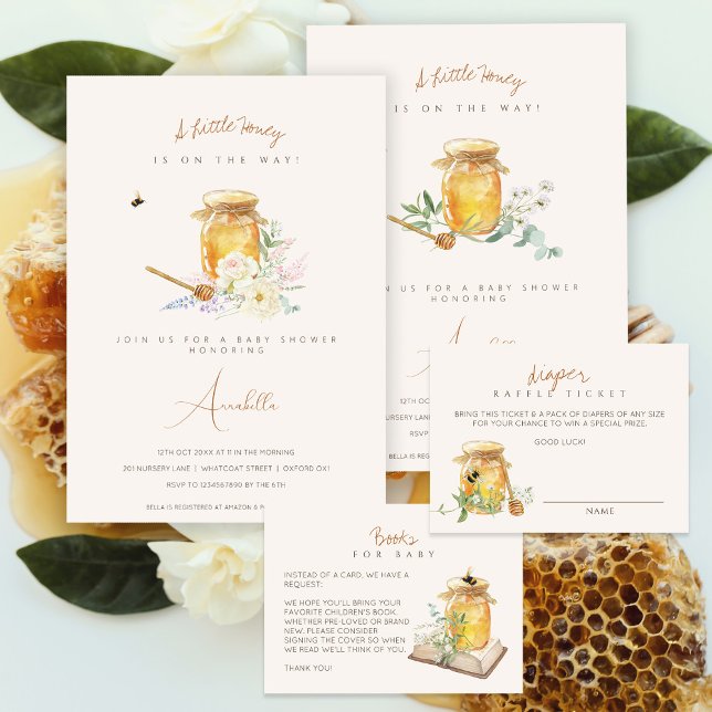 Sweet Little Honey Baby Duschdusche Windeln Raffle Begleitkarte (Von Creator hochgeladen)