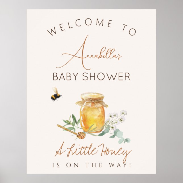 Sweet Little Honey Baby Dusche Begrüßungszeichen Poster (Vorne)