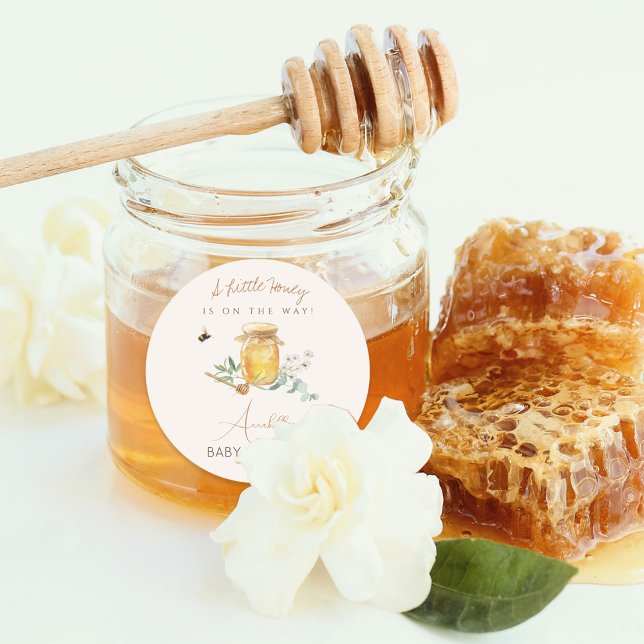 Sweet Little Honey Baby Dusche Begrüßungszeichen Runder Aufkleber (Von Creator hochgeladen)