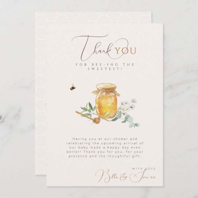 Sweet Little Honey Baby Dusche Dankeskarte (Vorne/Hinten)