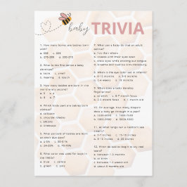 Sweet Little Honey Baby Shower Baby Trivia Mitteilungskarte