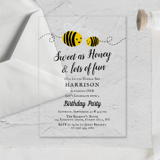 Sweet Little Honey Bee 1. Geburtstag Party Acryleinladungen