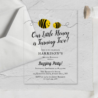 Sweet Little Honey Bee 2. Geburtstag Acryleinladungen
