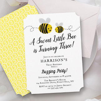 Sweet Little Honey Bee 3. Geburtstag Party Einladung