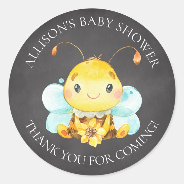 Sweet Little Honey Bee Baby Dusche Danke Clas Runder Aufkleber (Vorderseite)