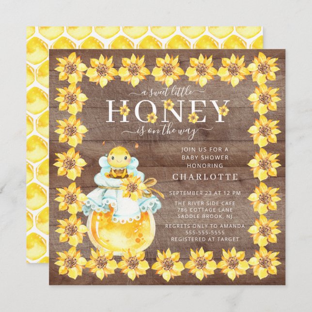 Sweet Little Honey Bee Baby Shower Einladung (Vorne/Hinten)