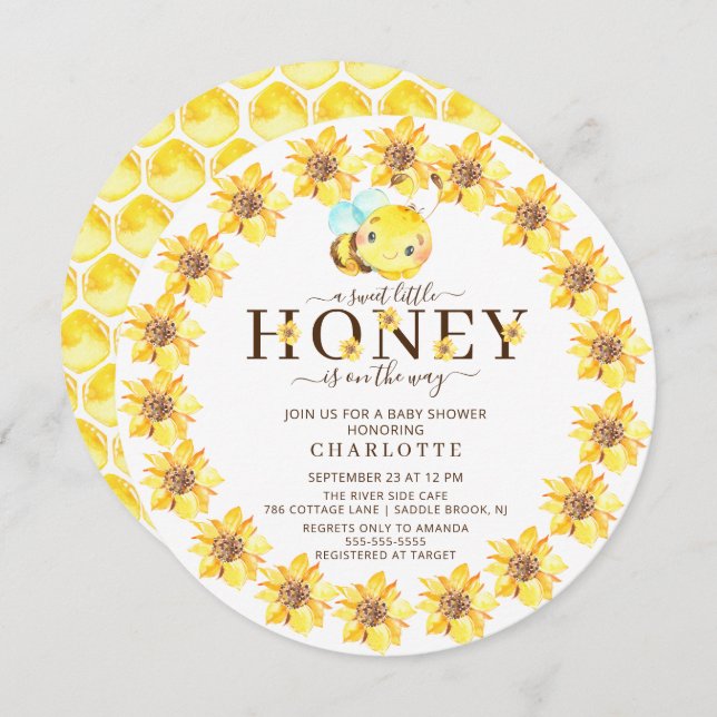 Sweet Little Honey Bee Baby Shower Einladung (Vorne/Hinten)