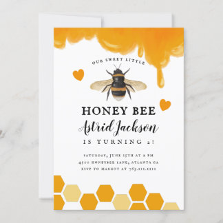 Sweet Little Honey Bee Birthday Party Einladung