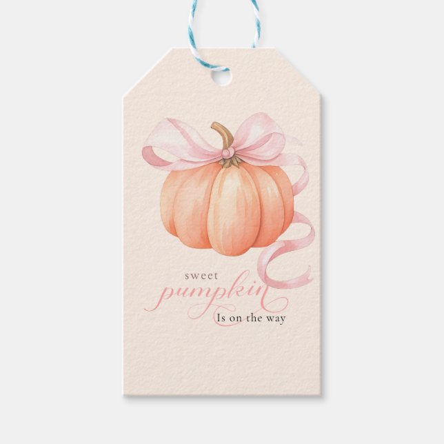 Sweet Little Kürbis Pink Bogen ist auf dem Weg Geschenkanhänger (Vorderseite)