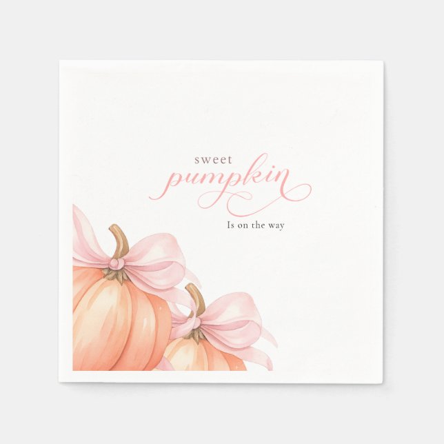 Sweet Little Kürbis Pink Bogen ist auf dem Weg Serviette (Vorderseite)