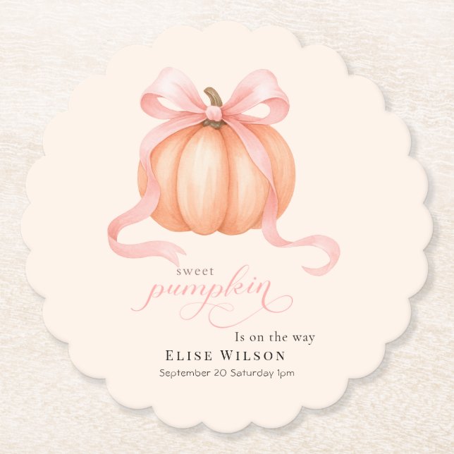 Sweet Little Kürbis Pink Bogen ist auf dem Weg Untersetzer (Vorderseite)