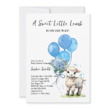 Sweet Little Lamb Baby Dusche Blue Wasserfarbe