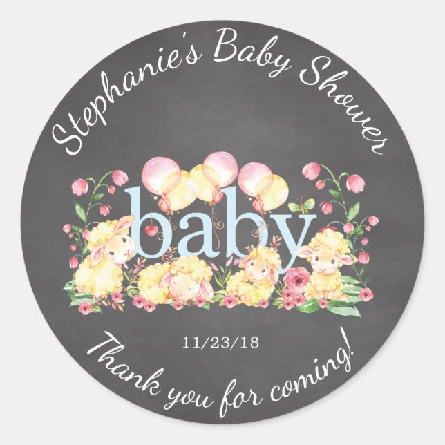 Sweet Little Lamb Baby Shower Sticker (Vorderseite)