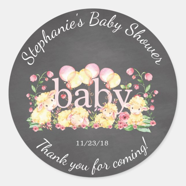 Sweet Little Lamb Baby Shower Sticker (Vorderseite)