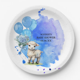 Sweet Little Lamb Blue Hydrangea Balloon Pappteller