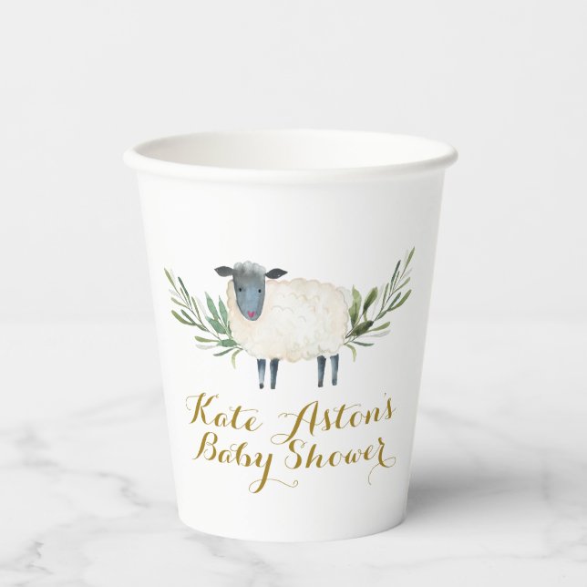 Sweet Little Lamb Greenerity Baby Shower Paper Cup Pappbecher (Vorderseite)