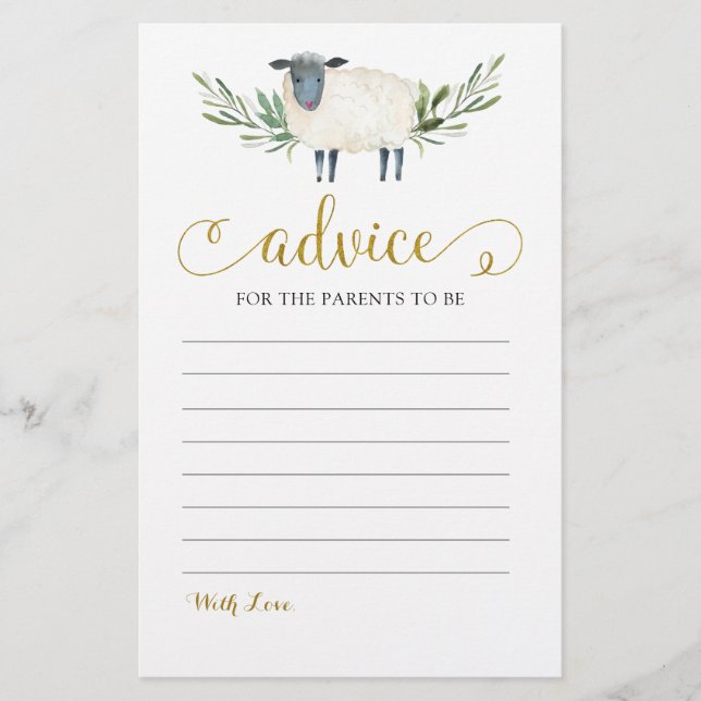 Sweet Little Lamb Greenery Advice Card (Vorderseite)