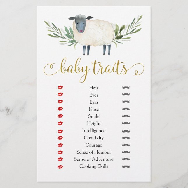 Sweet Little Lamb Greenery Baby Shower Baby Tracks (Vorderseite)