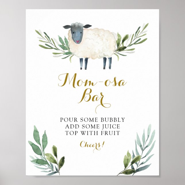 Sweet Little Lamb Greenery Momosa Bar Poster (Vorne)