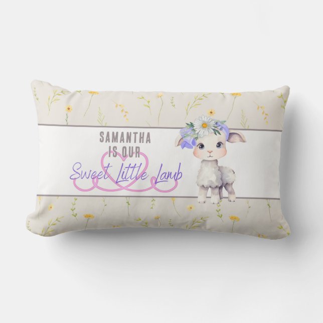 Sweet Little Lamb Personalisiert Lumbar Kissen (Vorderseite)