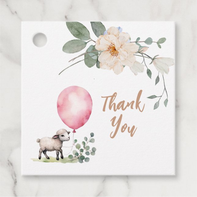 Sweet Little Lamb Pink Floral Geschenkanhänger (Vorderseite)