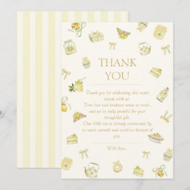 Sweet Little Lemon Watercolor Baby Shower Dankeskarte