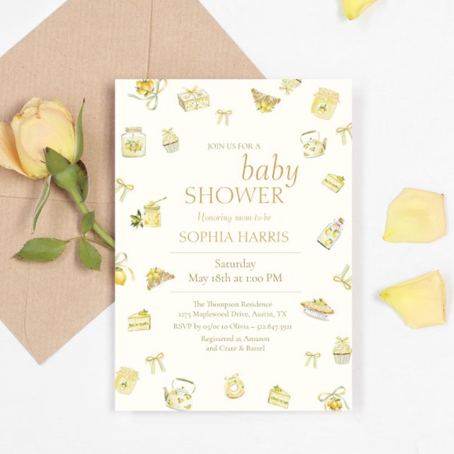 Sweet Little Lemon Watercolor Baby Shower Einladung (Von Creator hochgeladen)