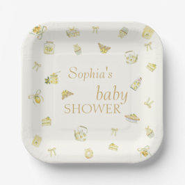 Sweet Little Lemon Watercolor Baby Shower Pappteller