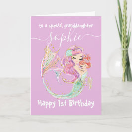 Sweet Little Mermaid Pink Geburtstag Karte