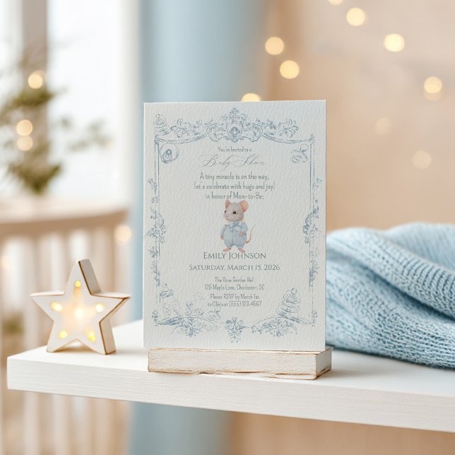 Sweet Little Mouse Baby Shower Invitation Einladung (Von Creator hochgeladen)