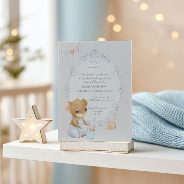 Sweet Little Mouse Baby Shower Invitation Einladung (Von Creator hochgeladen)